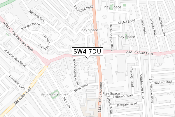 SW4 7DU map - large scale - OS Open Zoomstack (Ordnance Survey)