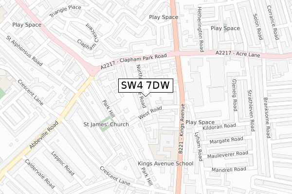 SW4 7DW map - large scale - OS Open Zoomstack (Ordnance Survey)