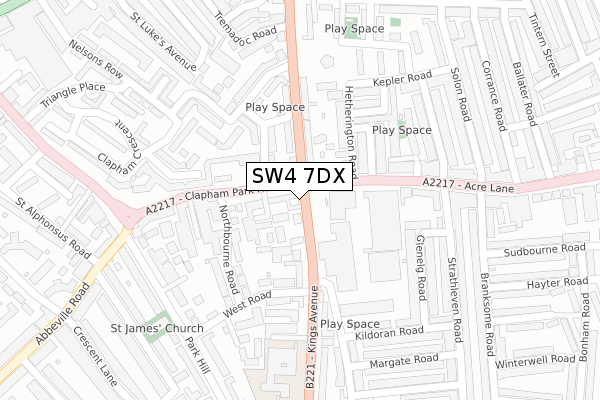 SW4 7DX map - large scale - OS Open Zoomstack (Ordnance Survey)