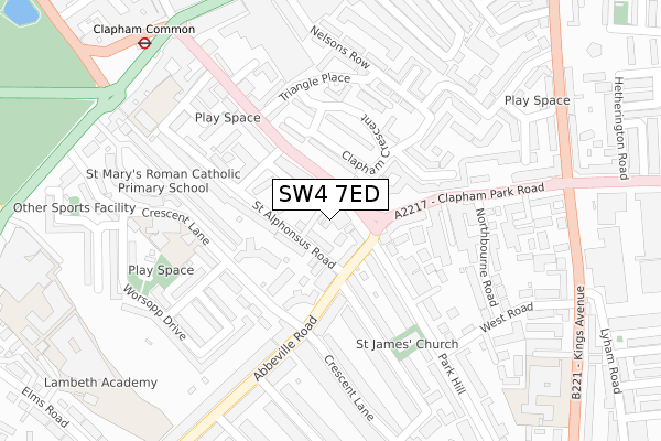 SW4 7ED map - large scale - OS Open Zoomstack (Ordnance Survey)