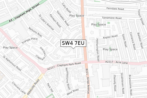 SW4 7EU map - large scale - OS Open Zoomstack (Ordnance Survey)