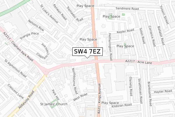 SW4 7EZ map - large scale - OS Open Zoomstack (Ordnance Survey)