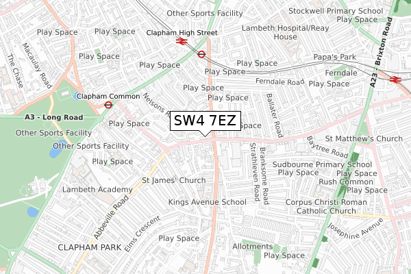 SW4 7EZ map - small scale - OS Open Zoomstack (Ordnance Survey)