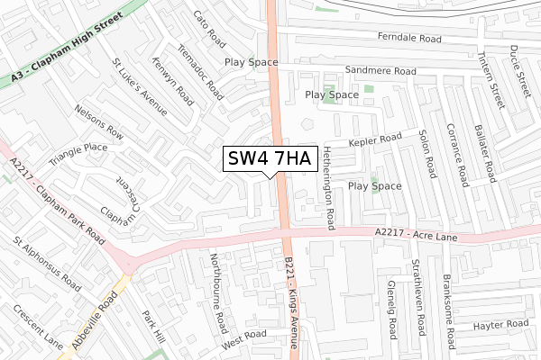 SW4 7HA map - large scale - OS Open Zoomstack (Ordnance Survey)