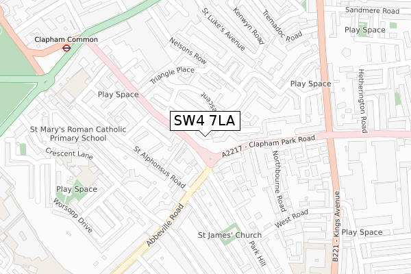 SW4 7LA map - large scale - OS Open Zoomstack (Ordnance Survey)