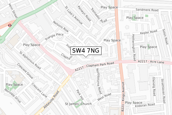 SW4 7NG map - large scale - OS Open Zoomstack (Ordnance Survey)