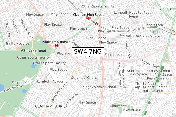 SW4 7NG map - small scale - OS Open Zoomstack (Ordnance Survey)