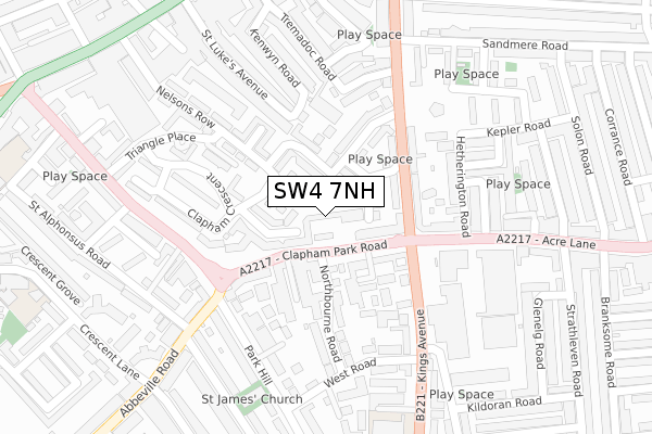 SW4 7NH map - large scale - OS Open Zoomstack (Ordnance Survey)