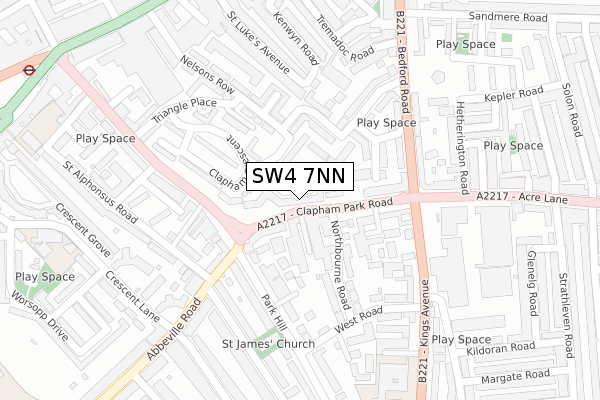 SW4 7NN map - large scale - OS Open Zoomstack (Ordnance Survey)