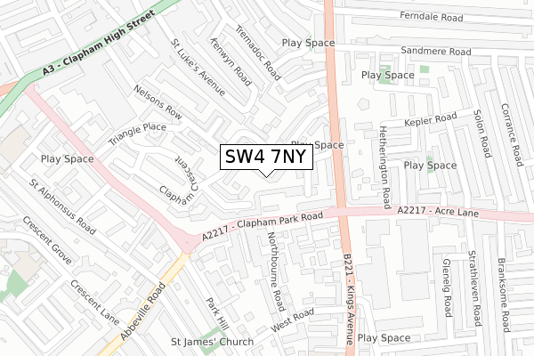 SW4 7NY map - large scale - OS Open Zoomstack (Ordnance Survey)