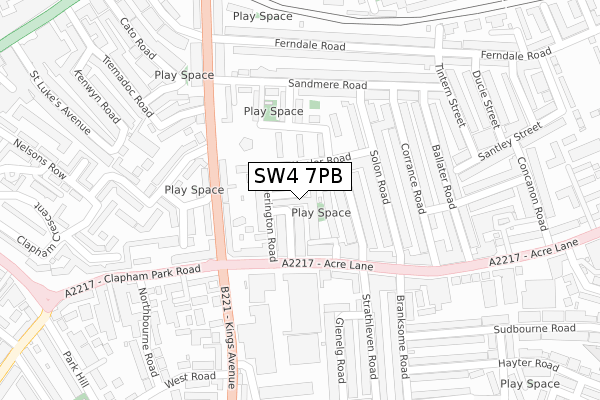 SW4 7PB map - large scale - OS Open Zoomstack (Ordnance Survey)