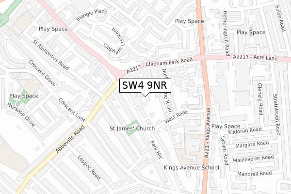 SW4 9NR map - large scale - OS Open Zoomstack (Ordnance Survey)