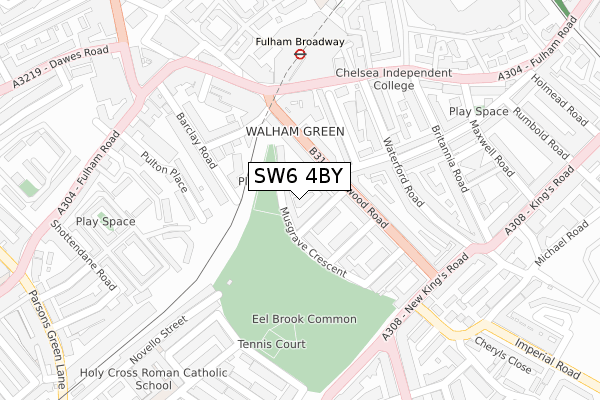 SW6 4BY map - large scale - OS Open Zoomstack (Ordnance Survey)