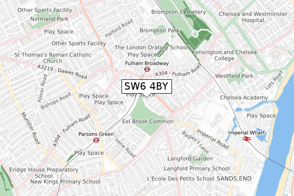 SW6 4BY map - small scale - OS Open Zoomstack (Ordnance Survey)
