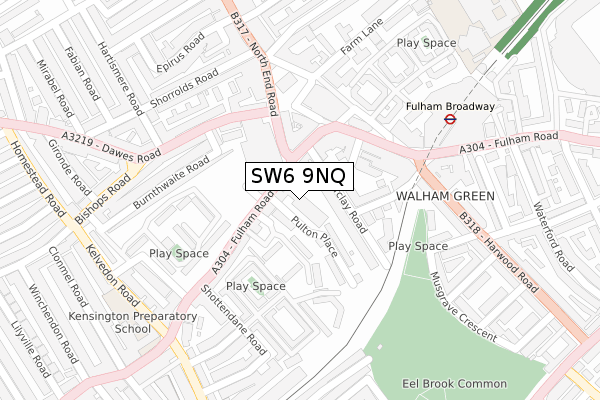 SW6 9NQ map - large scale - OS Open Zoomstack (Ordnance Survey)