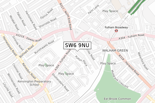 SW6 9NU map - large scale - OS Open Zoomstack (Ordnance Survey)