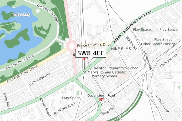 SW8 4FF map - large scale - OS Open Zoomstack (Ordnance Survey)