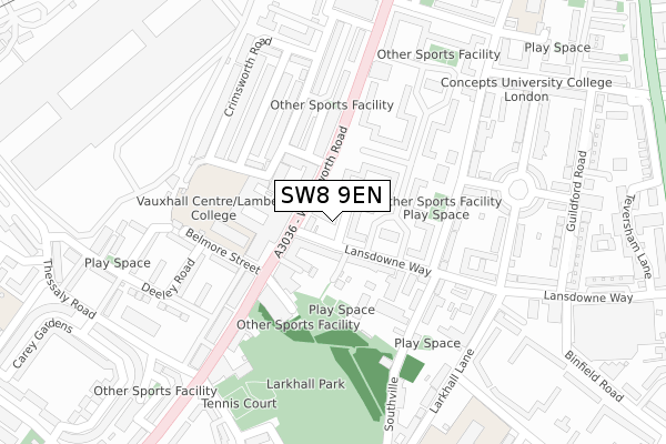 SW8 9EN map - large scale - OS Open Zoomstack (Ordnance Survey)