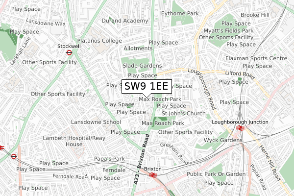 SW9 1EE map - small scale - OS Open Zoomstack (Ordnance Survey)