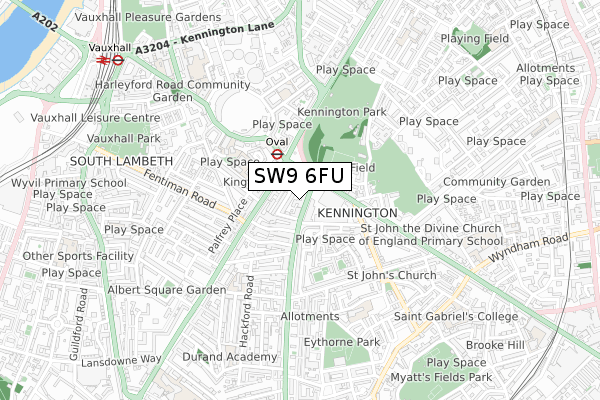 SW9 6FU map - small scale - OS Open Zoomstack (Ordnance Survey)