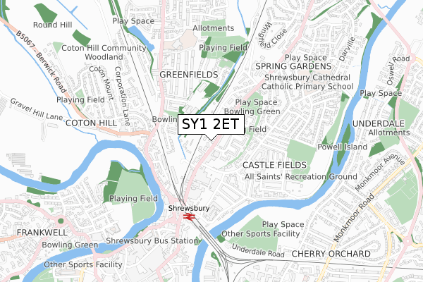 SY1 2ET map - small scale - OS Open Zoomstack (Ordnance Survey) SY1 2ET map - small scale - OS Open Zoomstack (Ordnance Survey)