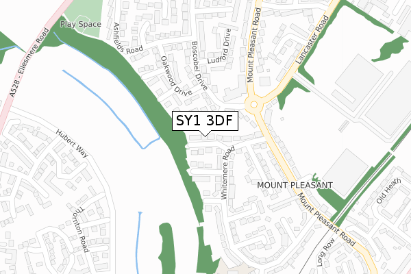SY1 3DF map - large scale - OS Open Zoomstack (Ordnance Survey)