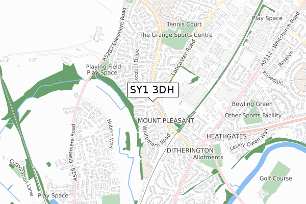SY1 3DH map - small scale - OS Open Zoomstack (Ordnance Survey) SY1 3DH map - small scale - OS Open Zoomstack (Ordnance Survey)