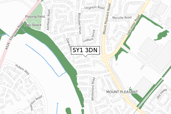 SY1 3DN map - large scale - OS Open Zoomstack (Ordnance Survey)