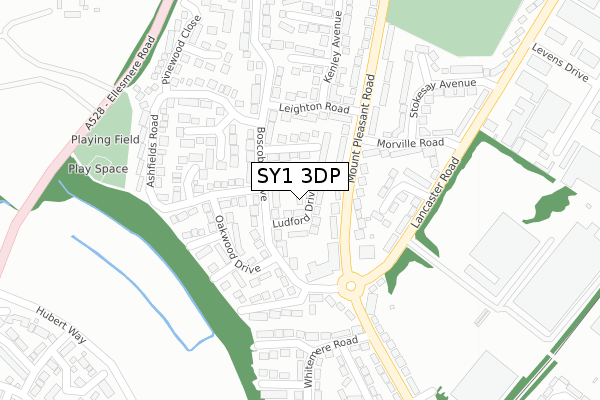SY1 3DP map - large scale - OS Open Zoomstack (Ordnance Survey)