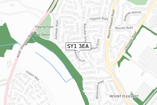 SY1 3EA map - large scale - OS Open Zoomstack (Ordnance Survey)