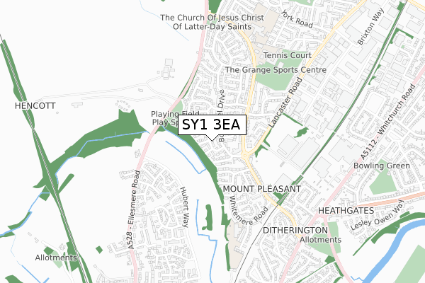 SY1 3EA map - small scale - OS Open Zoomstack (Ordnance Survey)