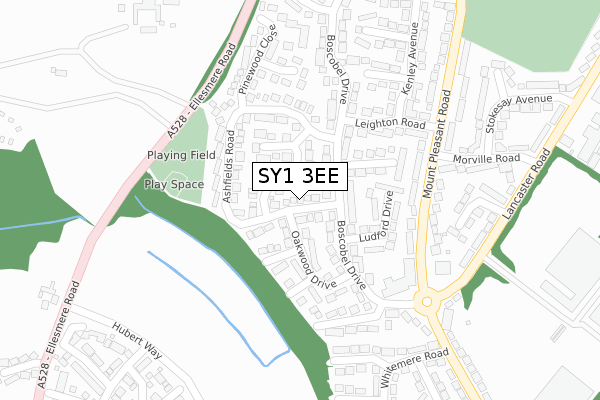 SY1 3EE map - large scale - OS Open Zoomstack (Ordnance Survey)