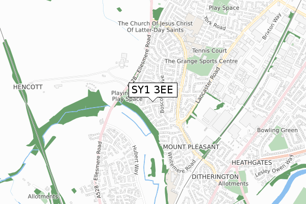 SY1 3EE map - small scale - OS Open Zoomstack (Ordnance Survey)