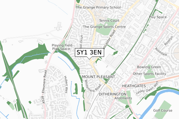 SY1 3EN map - small scale - OS Open Zoomstack (Ordnance Survey)