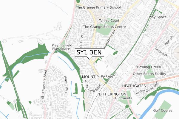 SY1 3EN map - small scale - OS Open Zoomstack (Ordnance Survey) SY1 3EN map - small scale - OS Open Zoomstack (Ordnance Survey)