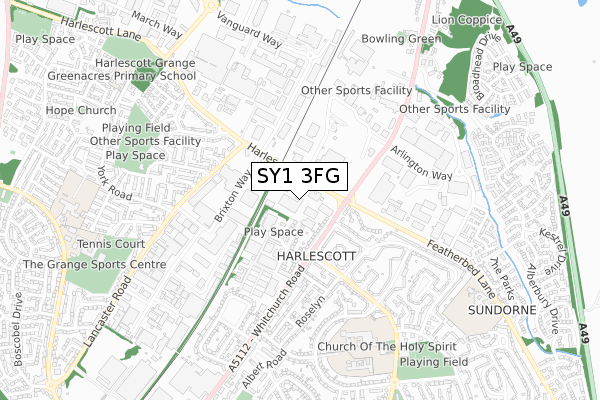 SY1 3FG map - small scale - OS Open Zoomstack (Ordnance Survey) SY1 3FG map - small scale - OS Open Zoomstack (Ordnance Survey)