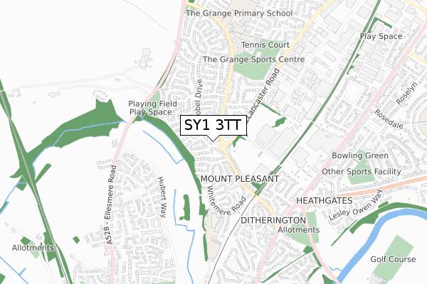 SY1 3TT map - small scale - OS Open Zoomstack (Ordnance Survey) SY1 3TT map - small scale - OS Open Zoomstack (Ordnance Survey)