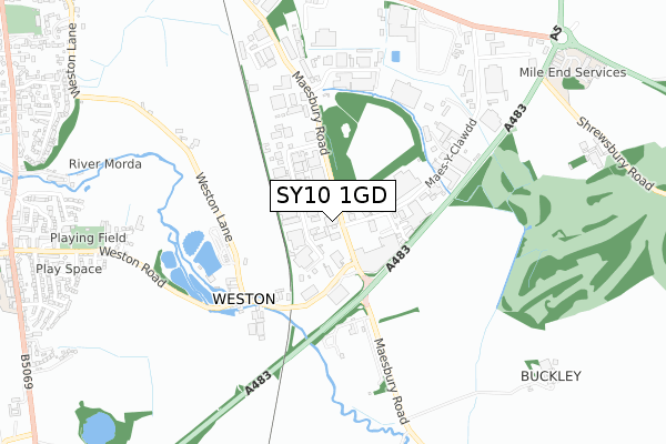SY10 1GD map - small scale - OS Open Zoomstack (Ordnance Survey)
