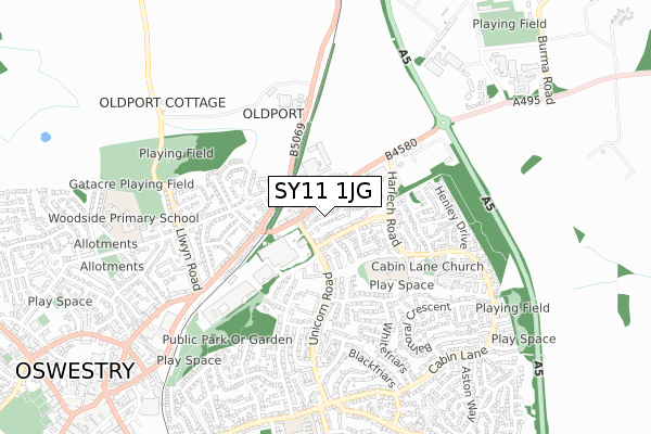 SY11 1JG map - small scale - OS Open Zoomstack (Ordnance Survey) SY11 1JG map - small scale - OS Open Zoomstack (Ordnance Survey)