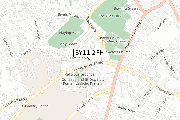 SY11 2FH map - large scale - OS Open Zoomstack (Ordnance Survey)