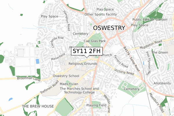 SY11 2FH map - small scale - OS Open Zoomstack (Ordnance Survey)
