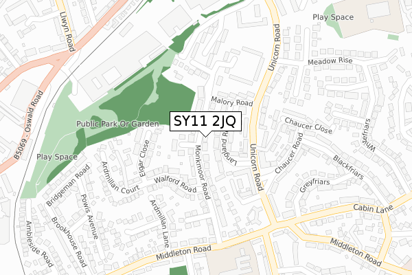 SY11 2JQ map - large scale - OS Open Zoomstack (Ordnance Survey)