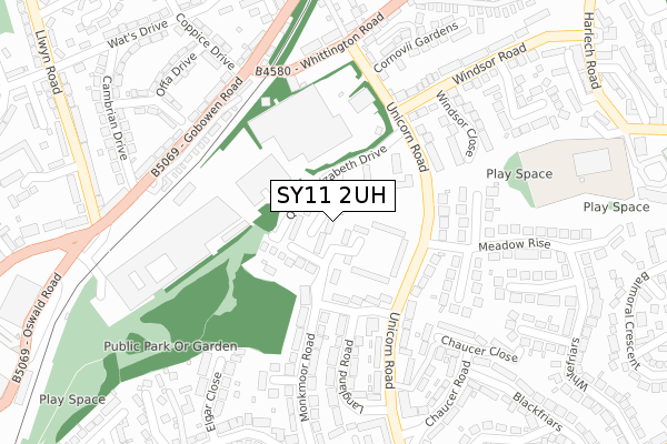 SY11 2UH map - large scale - OS Open Zoomstack (Ordnance Survey)