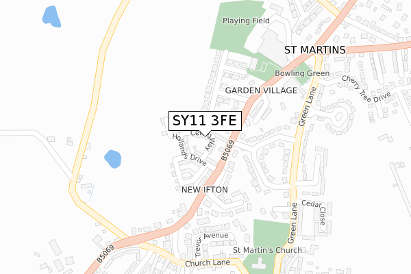 SY11 3FE map - large scale - OS Open Zoomstack (Ordnance Survey)