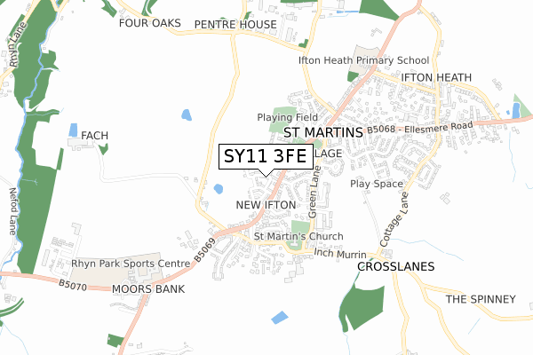 SY11 3FE map - small scale - OS Open Zoomstack (Ordnance Survey)