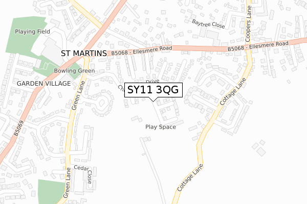 SY11 3QG map - large scale - OS Open Zoomstack (Ordnance Survey)