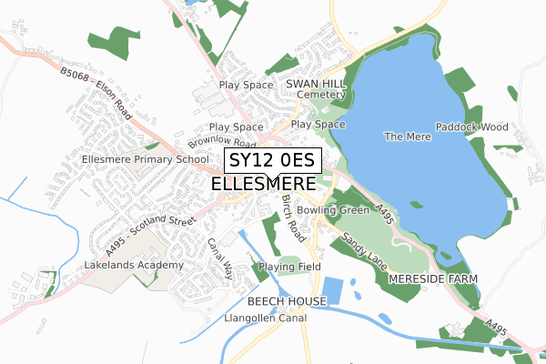 SY12 0ES map - small scale - OS Open Zoomstack (Ordnance Survey)