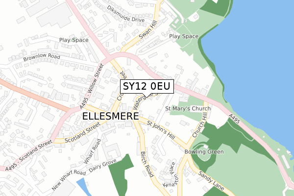 SY12 0EU map - large scale - OS Open Zoomstack (Ordnance Survey)