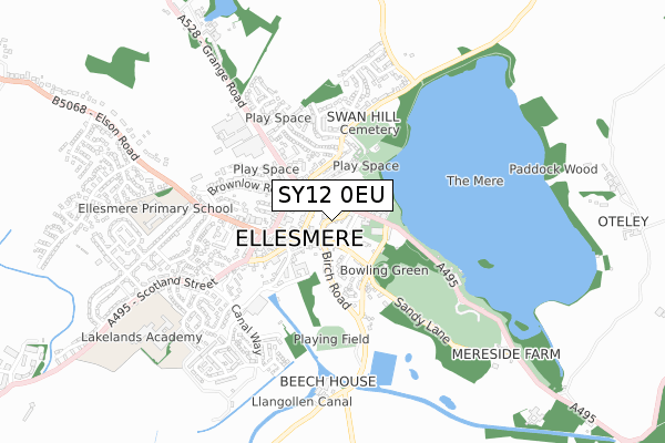 SY12 0EU map - small scale - OS Open Zoomstack (Ordnance Survey)