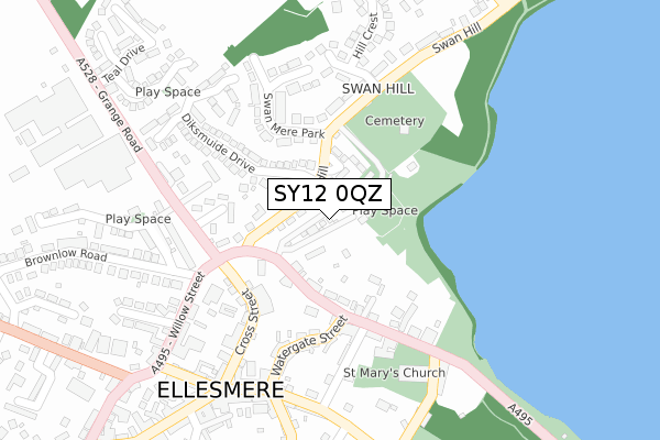 SY12 0QZ map - large scale - OS Open Zoomstack (Ordnance Survey)